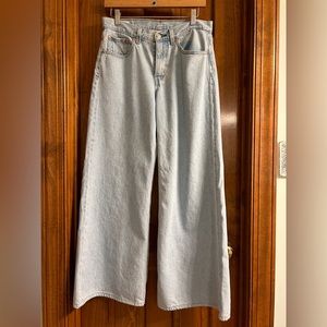 Levi’s Premium 94 Baggy Wide Leg Low Rise Jeans in Light Pale Blue Wash